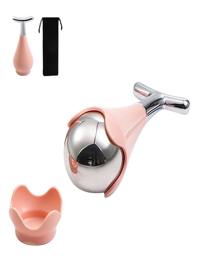 New! Premium Ice Roller for Women, Face and Eye. Ice Globes for Wrinkles and Lifting, Metal Face Roller, Face Icer, Frozen Face Roller, Eye Cream Applicator Tool (Pink, Set of 1) - Image 1