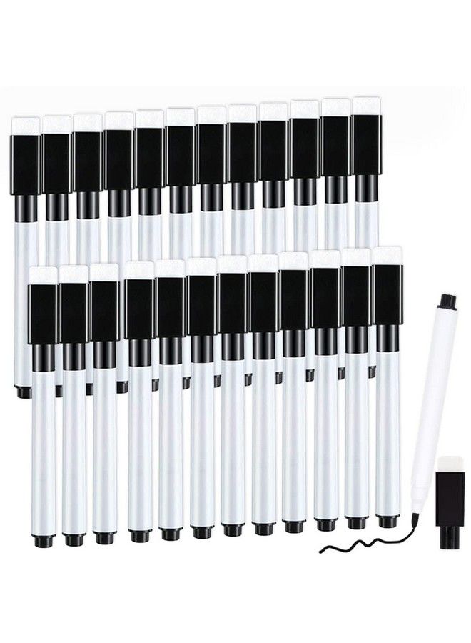 RETON 25 Pcs Magnetic Dry Wipe White Board Markers Pens Dry Erase Marker With Eraser Cap 4.5 In Mini Markers With Fine Tip For Classroom Office Hospital Home And Factory (25 Pcs Black) - Image 2