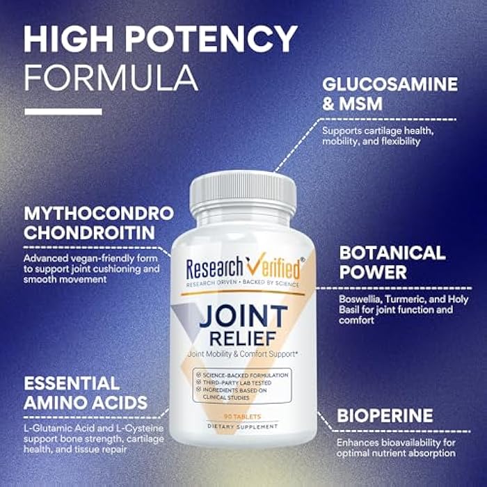 Research Verified Joint Support - Glucosamine, MSM, Turmeric, Boswellia, BioPerine - Vegan - 90 Capsules - 1 Month Supply - Image 3