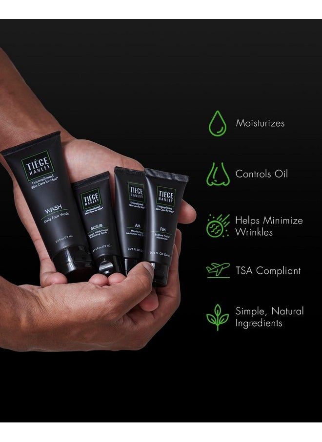 tiege hanley - Tiege Hanley Mens Skin Care Set, Essential Skin Care Routine for Men (System Level 1) - Face Wash Kit for Fines Lines & Wrinkles - Men's Skincare Set Includes Face Wash, Facial Scrub, & Moisturizer - Image 1