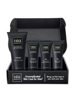 tiege hanley Tiege Hanley Mens Skin Care Set, Essential Skin Care Routine for Men (System Level 1) - Face Wash Kit for Fines Lines & Wrinkles - Men's Skincare Set Includes Face Wash, Facial Scrub, & Moisturizer  - Image 1