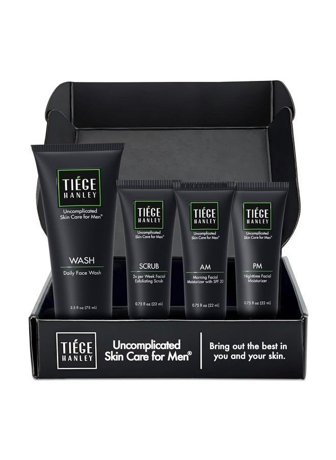 tiege hanley - Tiege Hanley Mens Skin Care Set, Essential Skin Care Routine for Men (System Level 1) - Face Wash Kit for Fines Lines & Wrinkles - Men's Skincare Set Includes Face Wash, Facial Scrub, & Moisturizer - Image 1