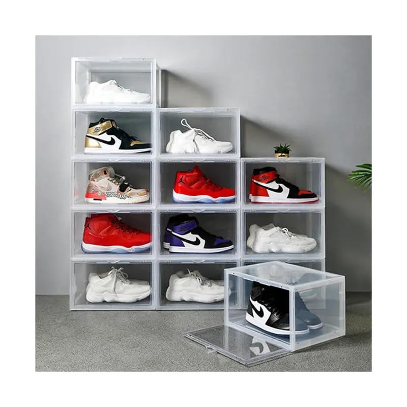 CPEX Clear Plastic Stackable Shoes Box Plastic Shoe Display Boxes Organizer Side Open Shoe Organizer and Shoes Storage Case Full Transparent Versatile Display Case White 2