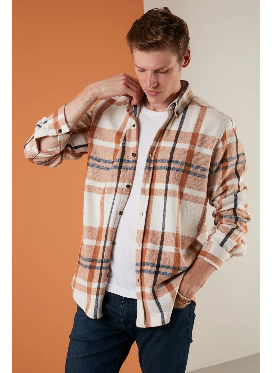 Buratti Cotton Plaid Slim Fit Button Collar Shirt Men's Shirt CF23W114662