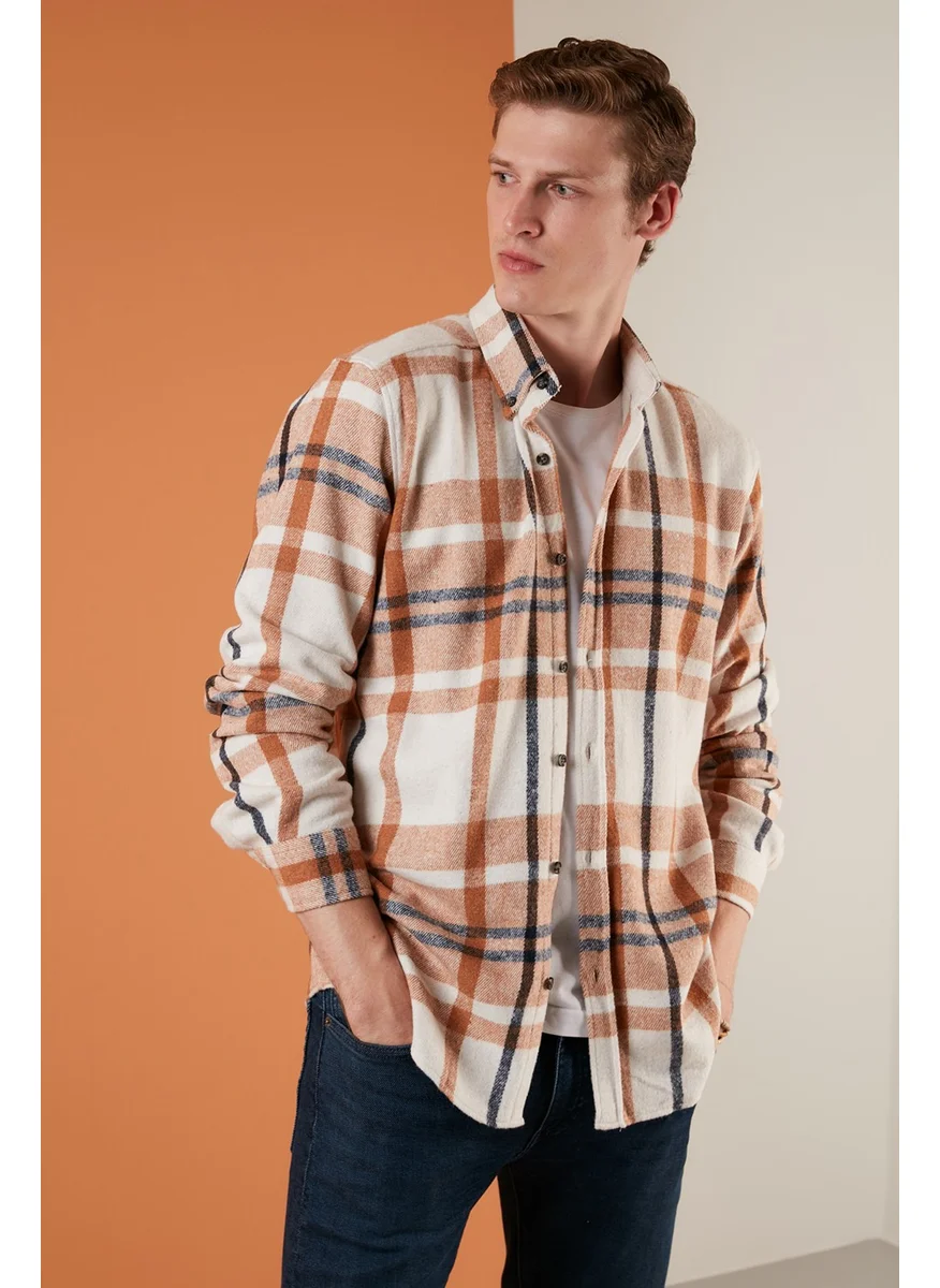 Buratti Cotton Plaid Slim Fit Button Collar Shirt Men's Shirt CF23W114662