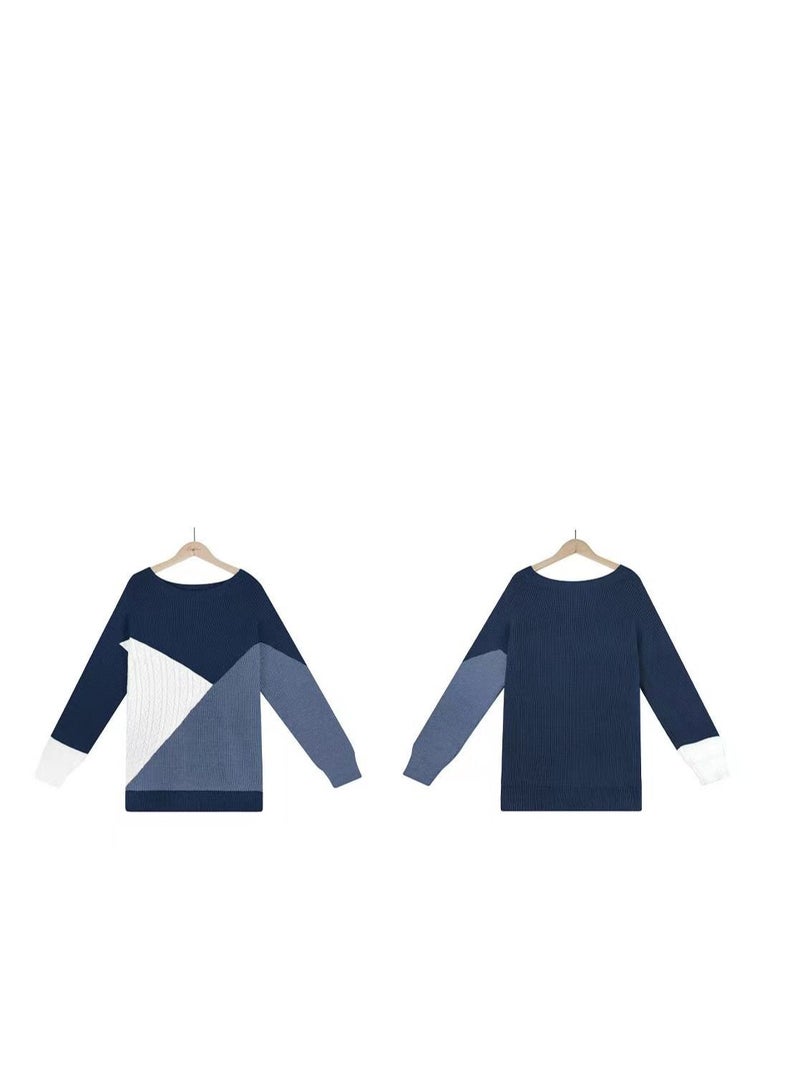 Loquat Women's Fashion Color Contrast Loose Sweater  - Image 2
