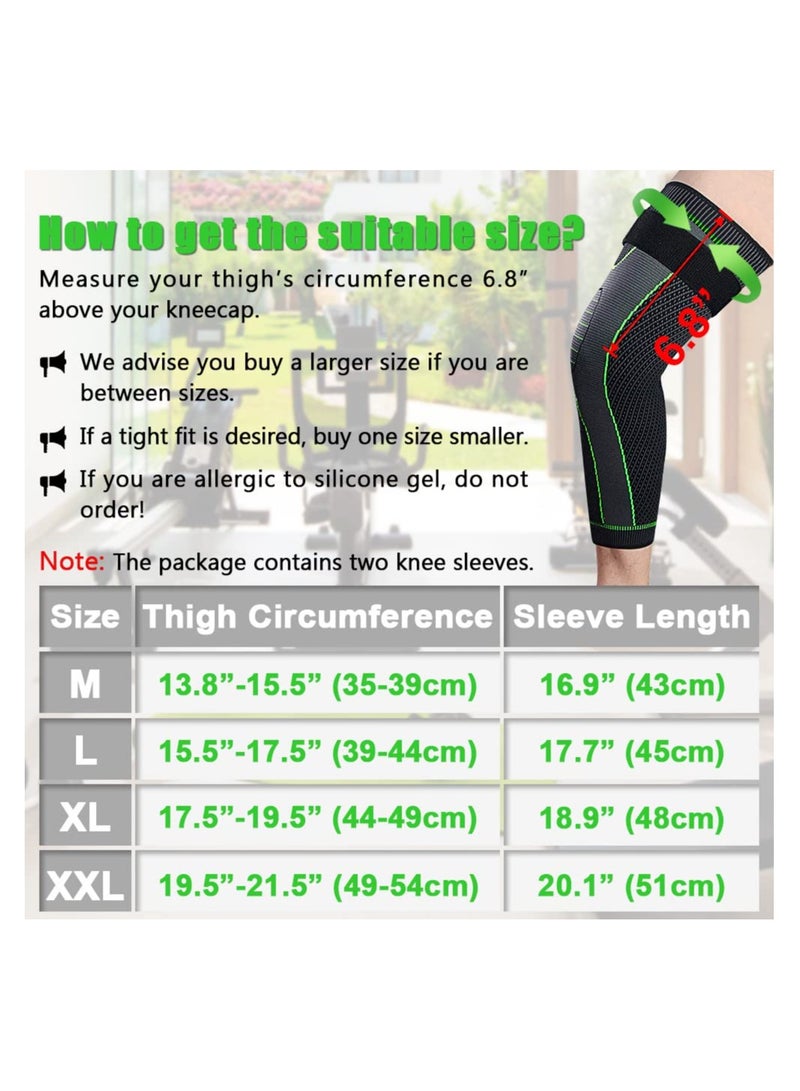 KASTWAVE Compression Leg Sleeves with Elastic Straps for Men & Women - Extra Long Knee Braces for Basketball, Football, Joint Pain - ACL Support - L - Image 2