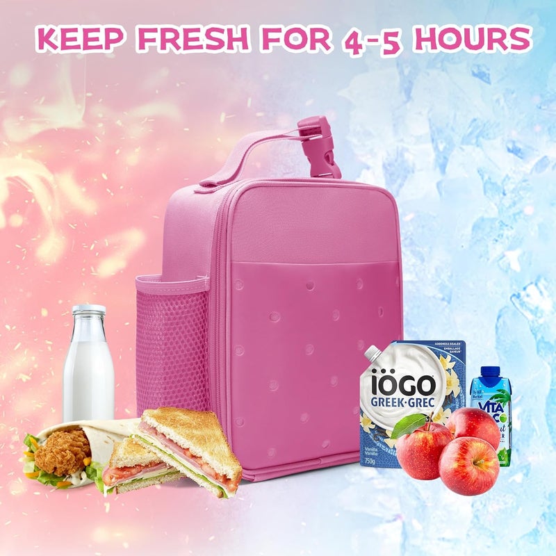 MEXS Kids Lunch Bag, DIY Exclusive & Insulated Lunch Box Boys Girls, Toddler Lunch Cooler Bag for School, Portable Reusable Lunch Tote, Water Bottle Holder and Leak-proof Lining, for Ages 3+ (Unicorn) - Image 3