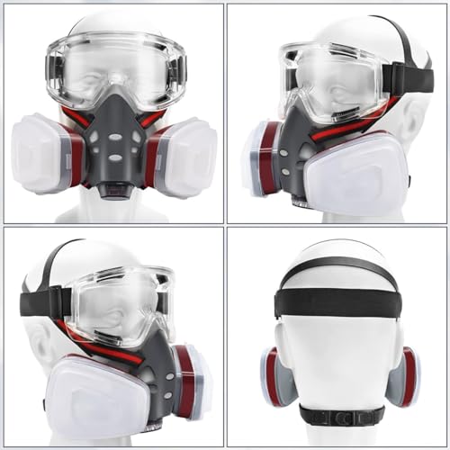 Serplex Gas Mask Set Respirator with Filters and Goggles Gas Mask Paint Respirator for Epoxy Resin, Welding Woodworking, Wall Painting, Spraying, Mold Removal - Image 5