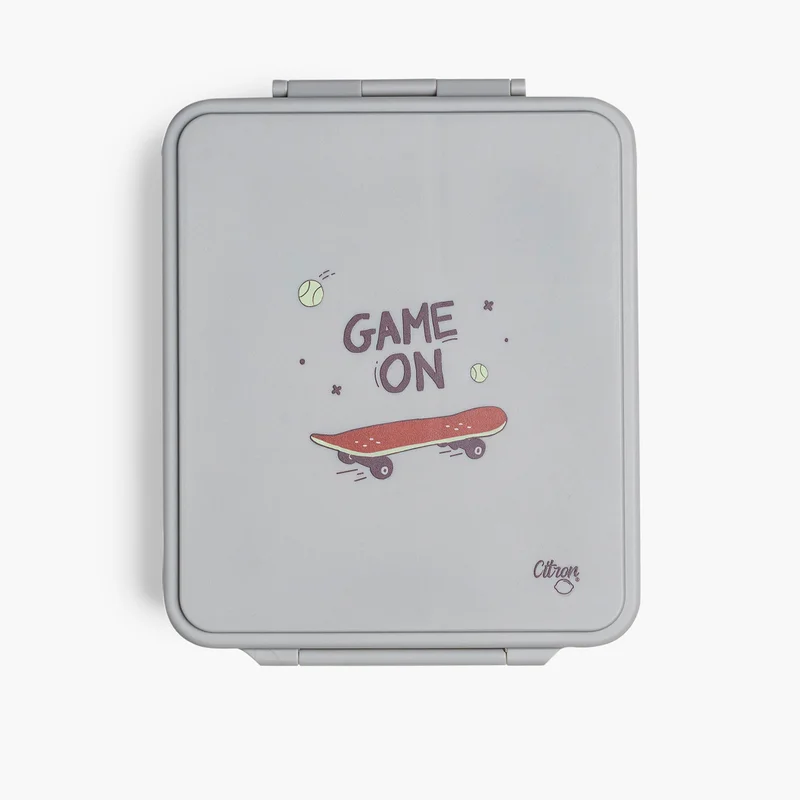 Citron Citron Grey Sectioned Lunch Box for Kids