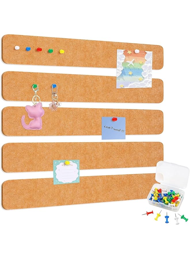 erorex Board Bar Strips Brown Self Adhesive Felt Pin Board Bar Strips Notice Board Cork Board With 35 Push Pins Bulletin Board For Paste Notes Photos Schedules Office Decor - Image 1