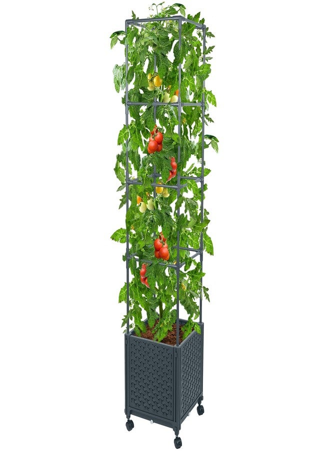 GREEN MOUNT Raised Garden Bed Planter Boxes with Trellis for Climbing Vegetables Plants, 56.7" Tomatoes Planters Outdoor Tomato Cage w/Wheels - Image 1