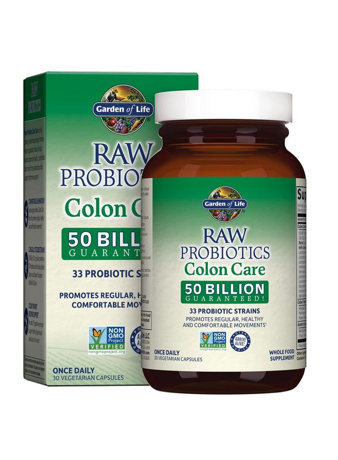 Garden of Life Probiotics for Women and Men - Raw Probiotics Colon Care 50 Billion CFU and Enzymes, Raw Fruits, Veggies, Once Daily Acidophilus Probiotic for Regularity and Immune Health - 30 Capsules - Image 1