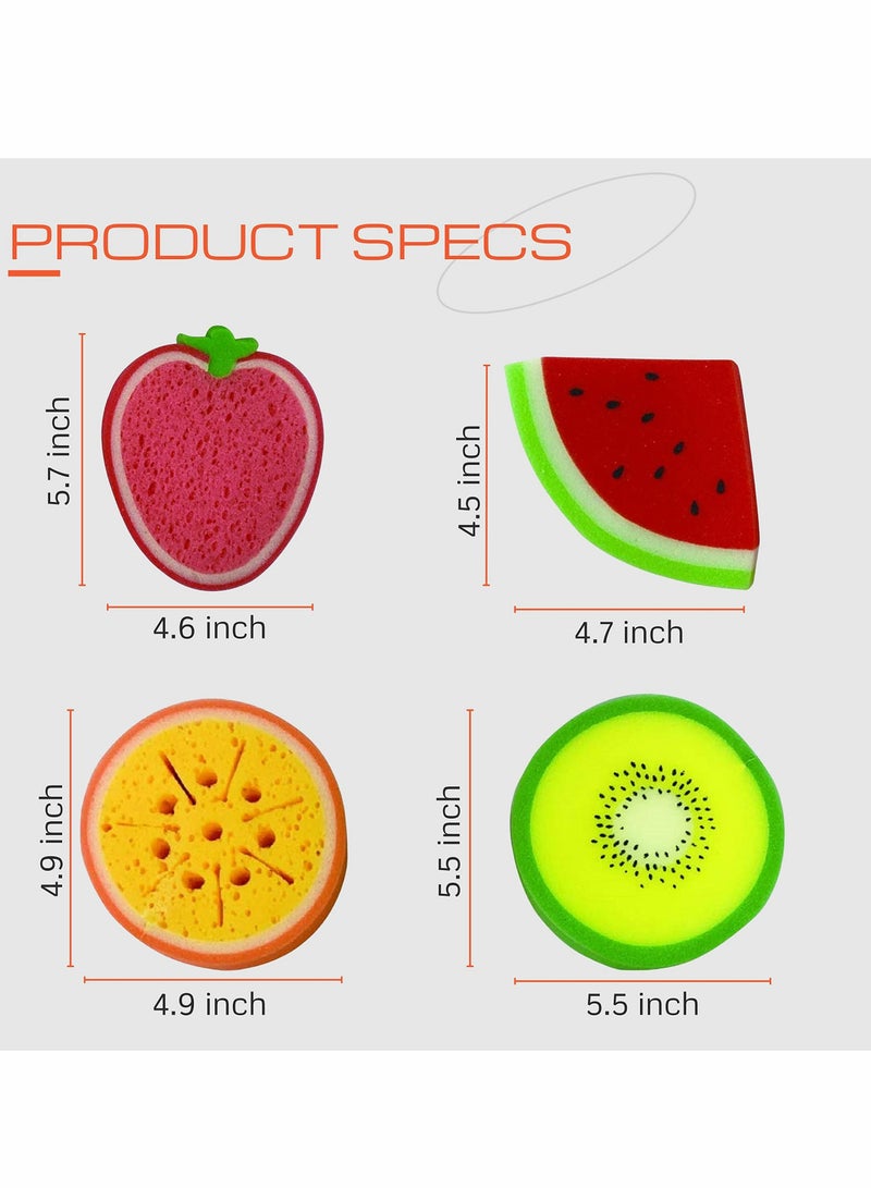 SOLARAE إسفنجات استحمام للأطفال - مجموعة من 4 إسفنجات استحمام كبيرة ممتعة للأطفال، إسفنجات فرك، لوفة إسفنج الاستحمام، إسفنجات وقت الاستحمام الممتعة للأطفال الأولاد والبنات - Image 3
