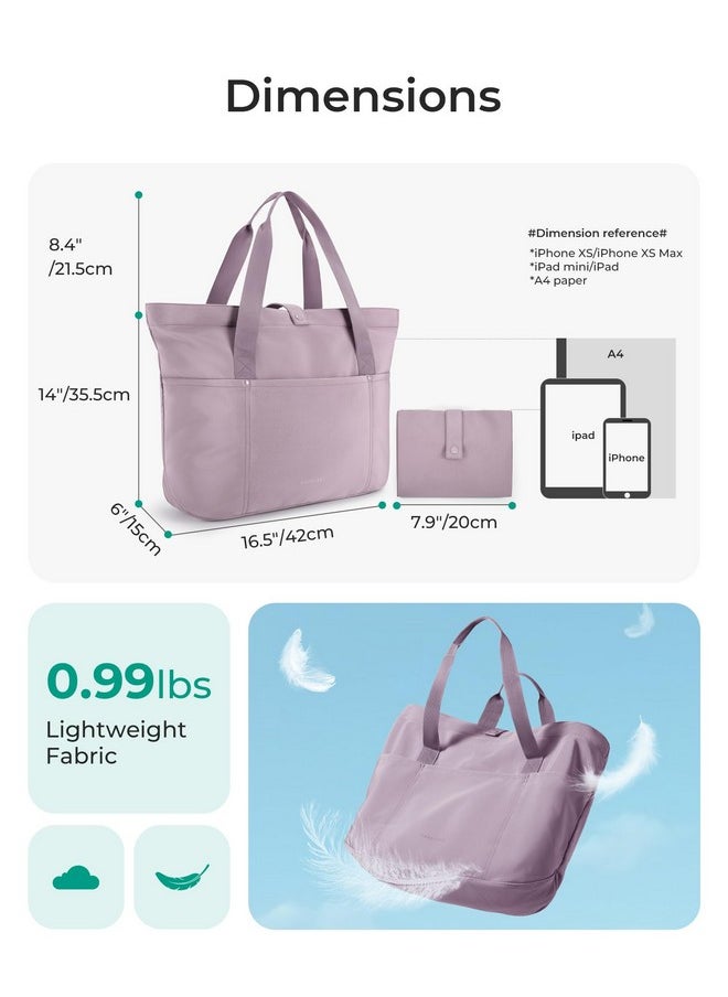 BAGSMART BAGSMART Tote Bag for Women, Foldable Tote Bag With Zipper Travel Large Shoulder Bag Handbag for Work-16.5''l X 6''wx 14''h  - Image 3