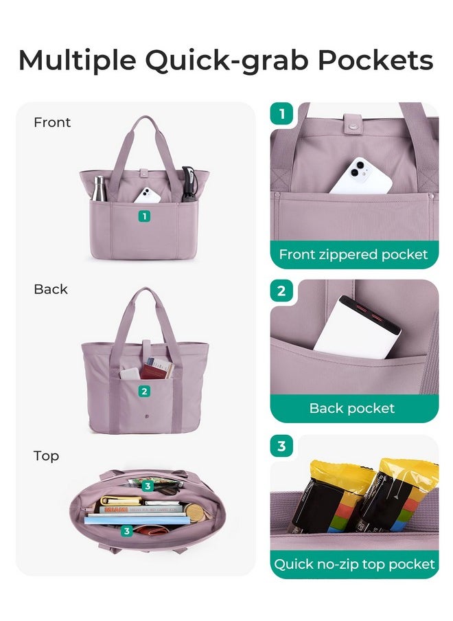 BAGSMART BAGSMART Tote Bag for Women, Foldable Tote Bag With Zipper Travel Large Shoulder Bag Handbag for Work-16.5''l X 6''wx 14''h  - Image 5