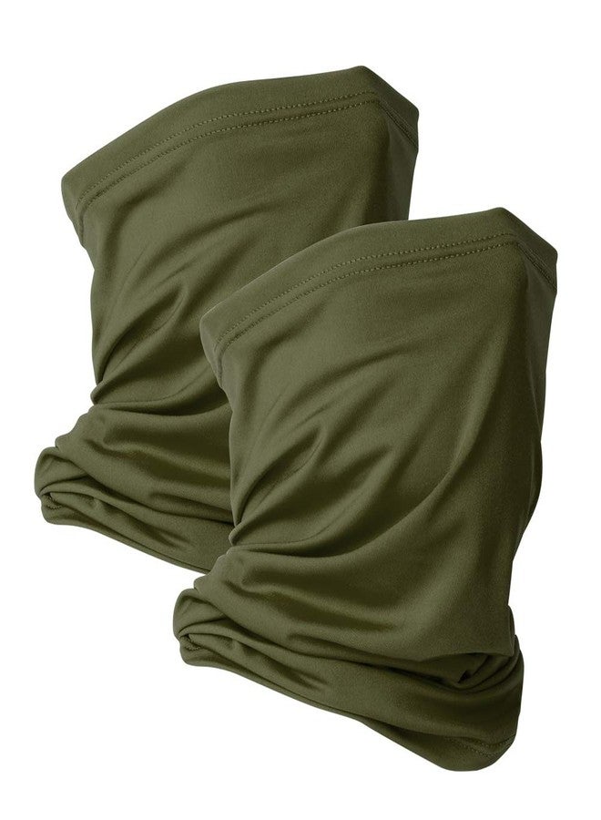 VULKIT 2 Pack Neck Gaiter Face Mask Scarf Reusable Bandanas Tube UV Protection Headwear Balaclava Outdoor Sport for Men and Women Green - Image 1
