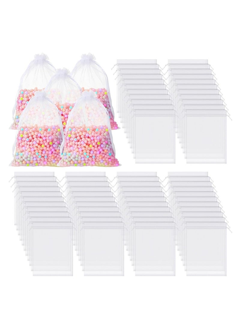 Excefore 50 Pcs Large Organza Bags White, 12 x 16 Inch Mesh Gift Drawstring Pouches Mesh Gift Bags Jewelry Pouch Party Wedding Favor Candy Bottle Sample Display Bag  - Image 1