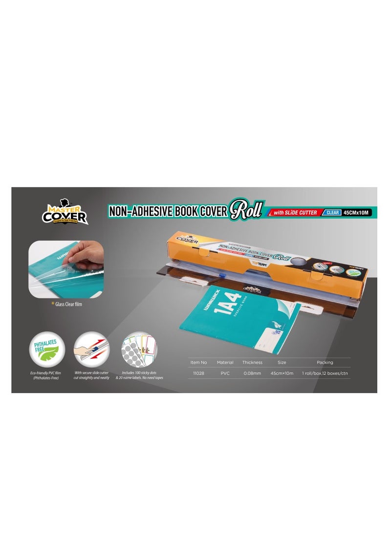 TOPTEAM Non-Adhesive Book Cover roll with slide cutter - Image 2