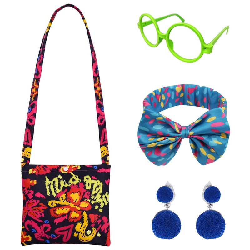 Yosbabe Girls Encanto Costume Accessories Mirabel Dress up Accessories for Girls Mirabel Bag Headband Green Glasses Earrings Halloween Christmas Party Favors for Kids A - Image 2
