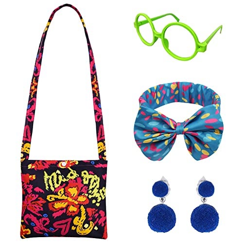 Yosbabe Girls Encanto Costume Accessories Mirabel Dress up Accessories for Girls Mirabel Bag Headband Green Glasses Earrings Halloween Christmas Party Favors for Kids A - Image 1