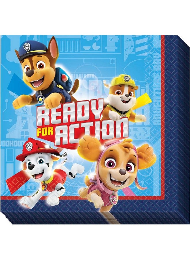 Amscan Paw Patrol Adventures Beverage Paper Napkins - 5" x 5" (Pack Of 16), Vibrant & Fun Serviettes - Perfect For Birthdays, Themed Parties & Celebrations - Image 1
