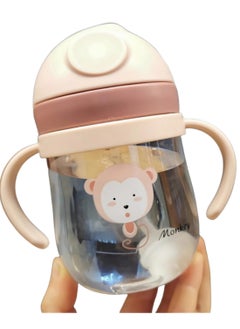 250ml Sippy Cup for Baby, Baby Bottle Sippy Cups with Handle Graduated, 360° Spill Free Toddler Cup, Sippy Cups for Toddlers, Soft Spout Sippy Cups （Pink）