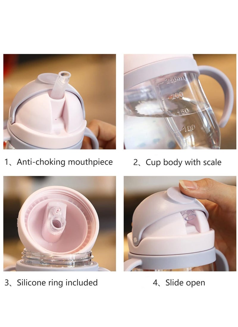 Generic - 250ml Sippy Cup for Baby, Baby Bottle Sippy Cups with Handle Graduated, 360° Spill Free Toddler Cup, Sippy Cups for Toddlers, Soft Spout Sippy Cups （Pink） - Image 1