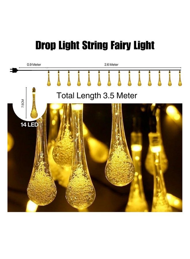 One94Store كرة ضوء خيط قطرة الماء من One94Store 14 LED أضواء خارجية مقاومة للماء زينة كريستالية للإضاءة لعيد الديوالي، المنزل، الحديقة، عيد الميلاد - Image 3