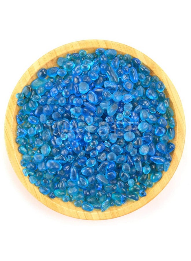 Wayber Glass Stones, 1Lb/460G Irregular Sea Glass Pebbles NonToxic Artificial Crystal Gemstones For Aquarium Turtle Tank Vase Filler Terrarium Flowerpot Decoration, Lake Blue  - Image 5