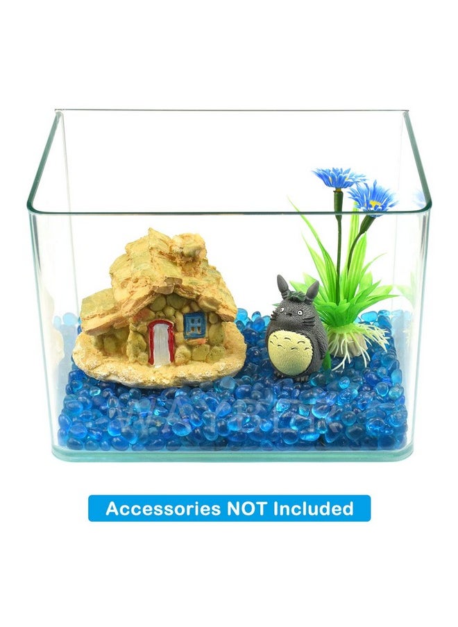 Wayber Glass Stones, 1Lb/460G Irregular Sea Glass Pebbles NonToxic Artificial Crystal Gemstones For Aquarium Turtle Tank Vase Filler Terrarium Flowerpot Decoration, Lake Blue  - Image 3