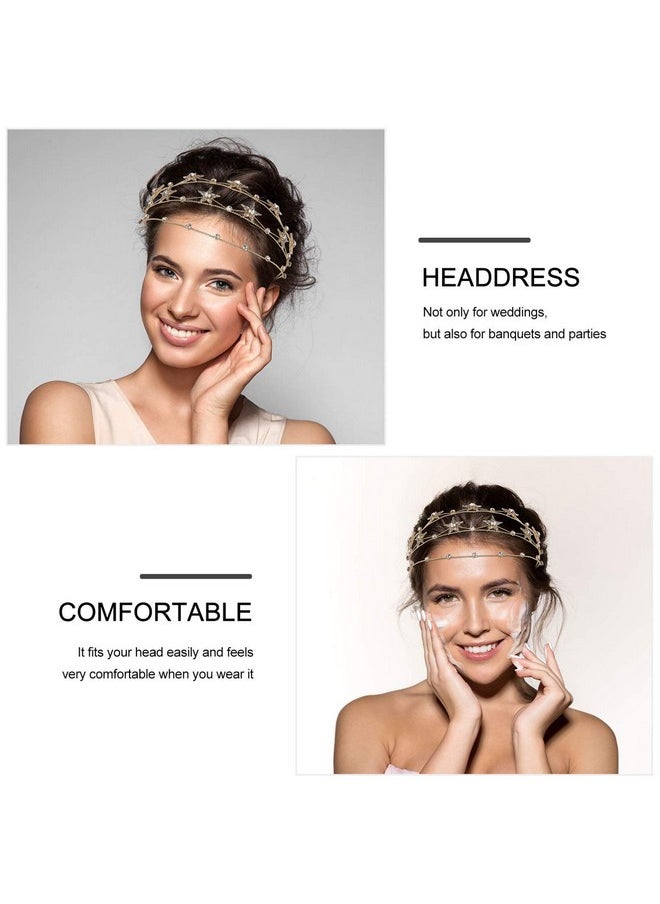 Beaupretty - Bling Rhinestone Star Crown, Star Crystal Tiara And Crown Bridal Headpiece Alloy Hairband Wedding Jewelry For Women Girls, Golden - Image 1