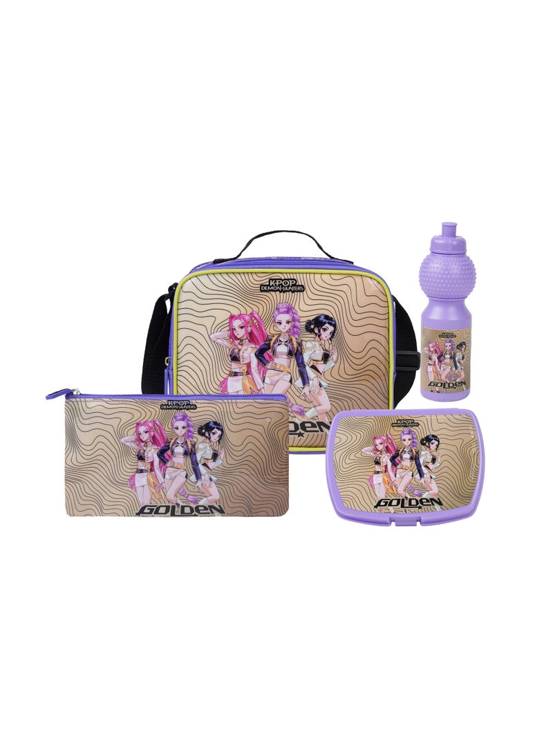 Netflix K-Pop Demon Hunters Golden 5-in-1 Kids Trolley School Set 18" | Rolling Backpack, Lunch Bag, Lunch Box, Water Bottle & Pencil Case  | Water Resistant  | Girls School Bag - Image 3