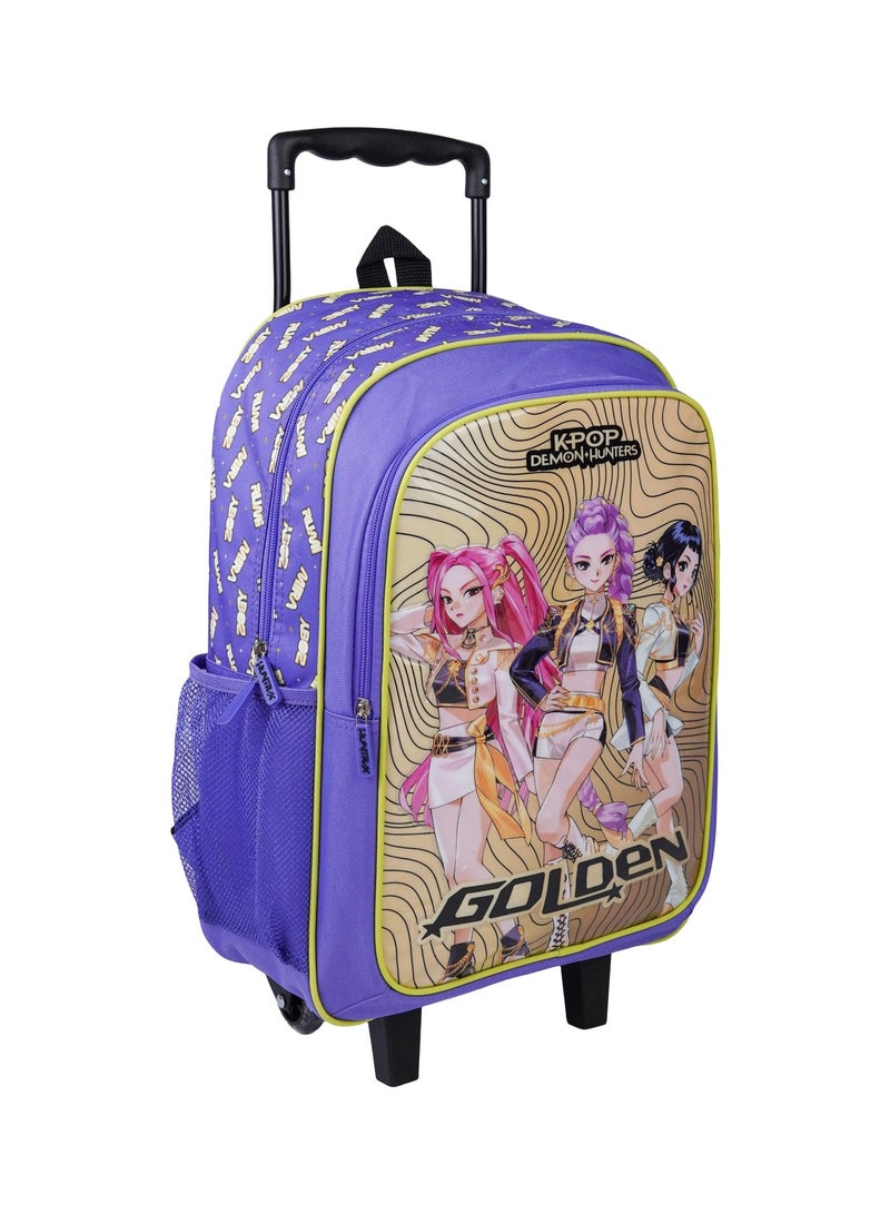 Netflix K-Pop Demon Hunters Golden 5-in-1 Kids Trolley School Set 18" | Rolling Backpack, Lunch Bag, Lunch Box, Water Bottle & Pencil Case  | Water Resistant  | Girls School Bag - Image 5