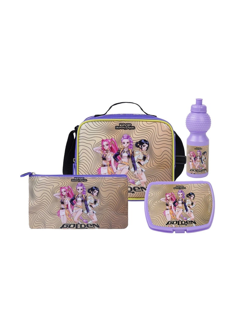 Netflix K-Pop Demon Hunters Golden 5-in-1 Kids Trolley School Set 18" | Rolling Backpack, Lunch Bag, Lunch Box, Water Bottle & Pencil Case  | Water Resistant  | Girls School Bag - Image 4