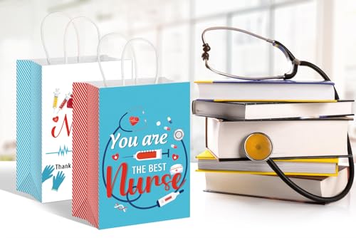 HEYINSHEN 12 Pcs Nurse Gifts Bag Nursing Graduation Gift Bag Happy Nurse Week Gifts Bag You Are The Best Nurse Gift Bag Nurses Week Craft Paper Goodie Bags for Rn Medical Graduation Party Supplies - Image 4