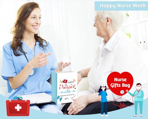HEYINSHEN 12 Pcs Nurse Gifts Bag Nursing Graduation Gift Bag Happy Nurse Week Gifts Bag You Are The Best Nurse Gift Bag Nurses Week Craft Paper Goodie Bags for Rn Medical Graduation Party Supplies - Image 5