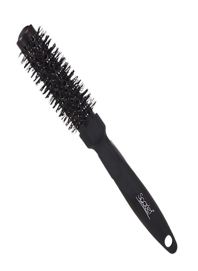 Scarlet Line Professional Extra Small Hot Curling Brush Round Brush for Blow Drying Roller Brush for Hair Styling Drying for Men Women Black (25 mm) - Image 1