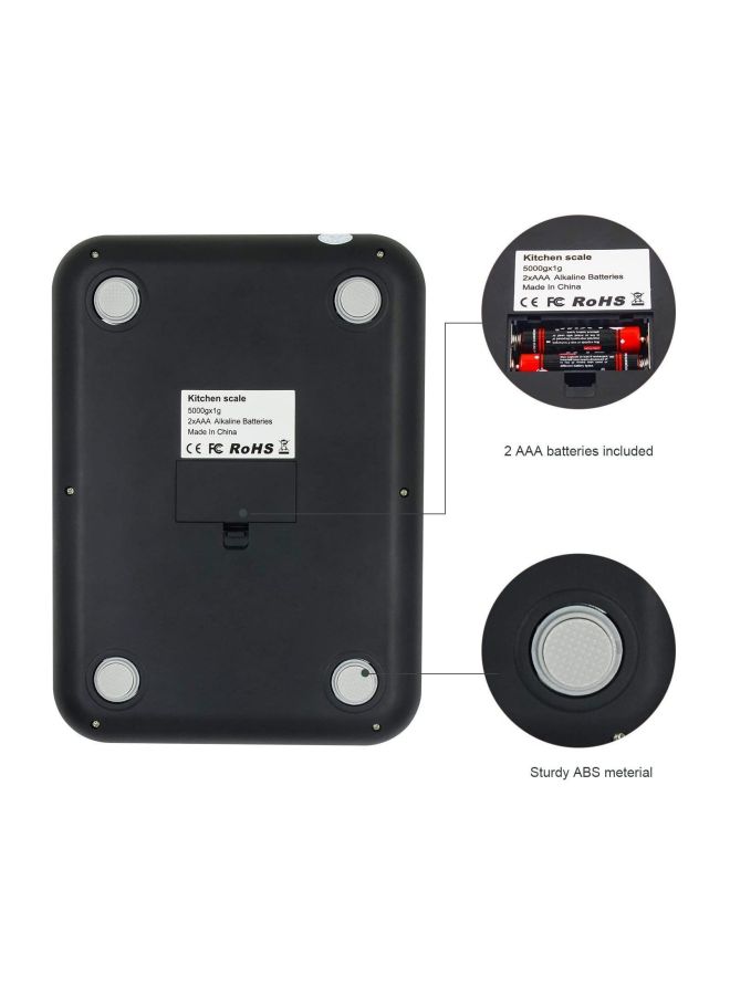 Digital Kitchen Scale With 2Piece Batteries BlackSilver