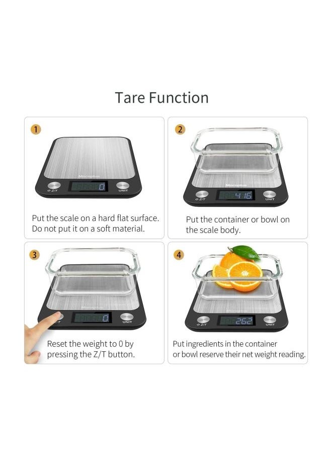 SKY-TOUCH Digital Kitchen Scale With 2Piece Batteries BlackSilver  - Image 3