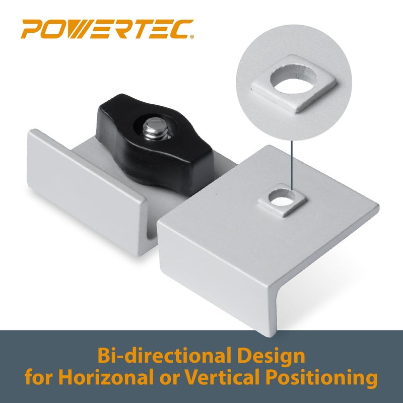 POWERTEC POWERTEC 71821 Bi-Directional Short Stop Kit, T Track Stop Block for T-Track Woodworking, Sanding, and Routing, 4PK  - Image 4
