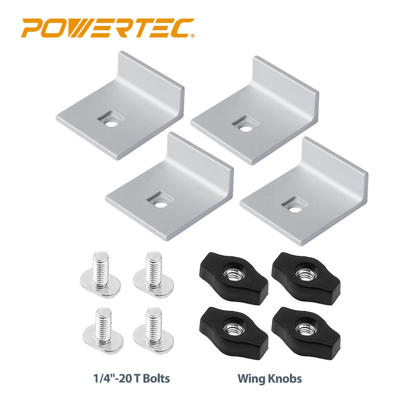POWERTEC POWERTEC 71821 Bi-Directional Short Stop Kit, T Track Stop Block for T-Track Woodworking, Sanding, and Routing, 4PK  - Image 2