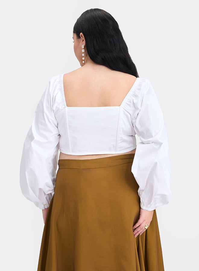 Virgio VIRGIO 100% Cotton Ruched Blouson Sleeve Top  - Image 4