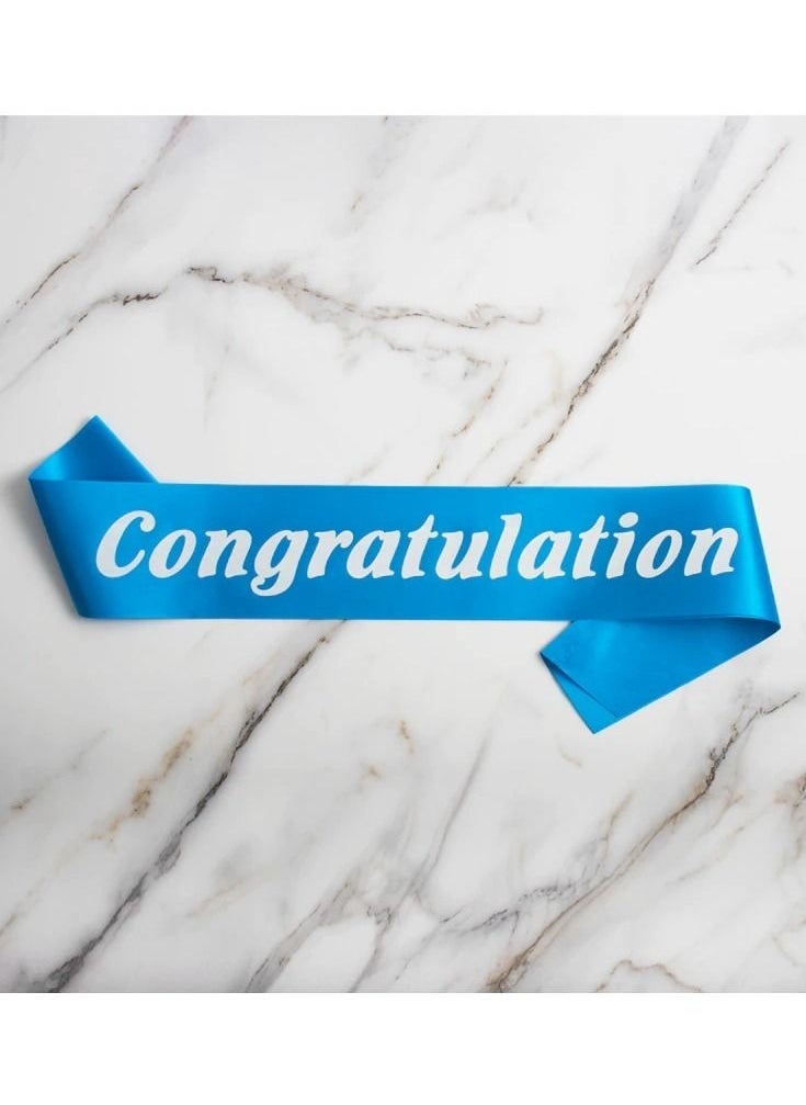 VITION Congratulation Sash Graduation Birthday Party Supplies Celebration Party Costumes Accessories Blue/White - Image 3