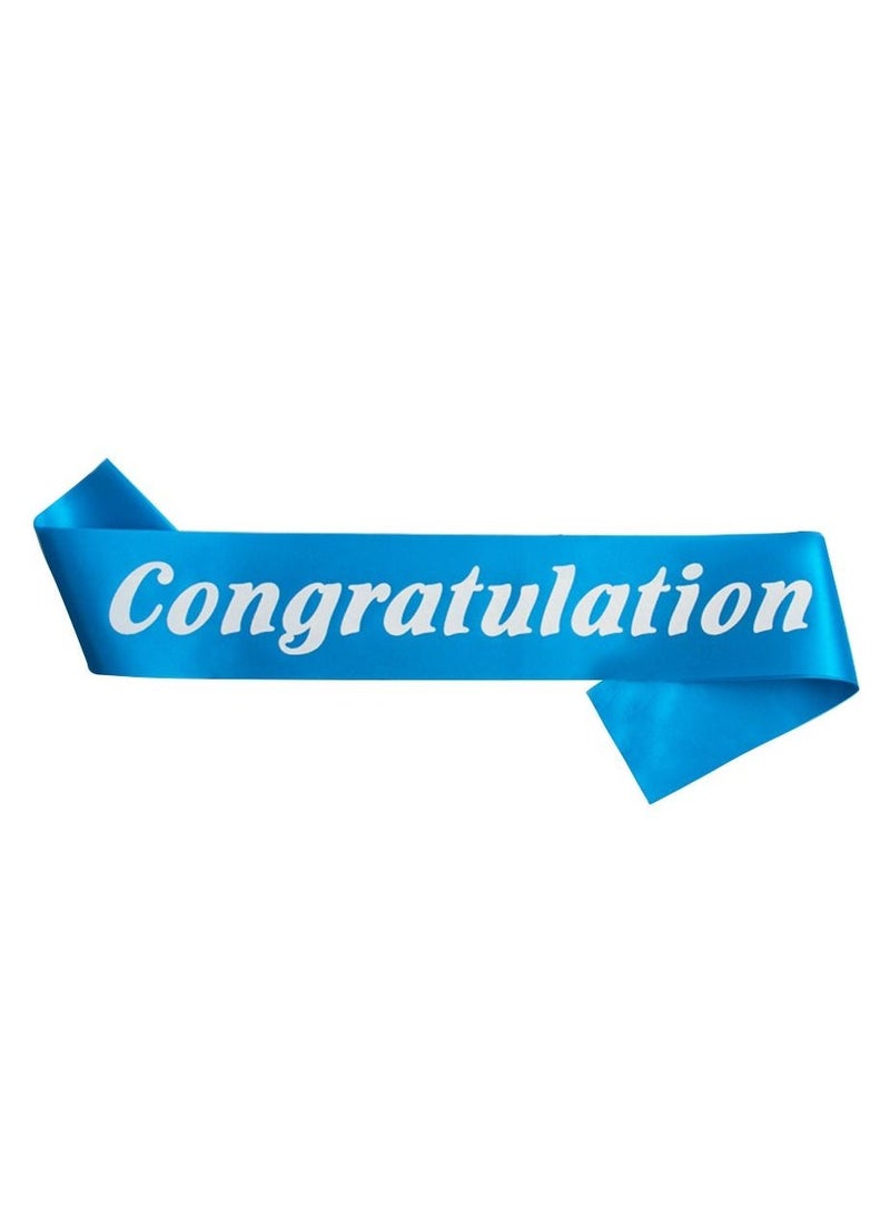 VITION Congratulation Sash Graduation Birthday Party Supplies Celebration Party Costumes Accessories Blue/White - Image 2