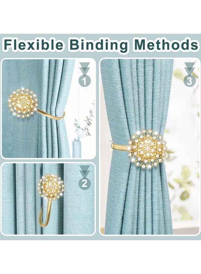 4 Pack Magnetic Crystal Decorative Drapes Curtain Clips Buckle, Flower Curtain Tie Back, European And American Style - Image 3