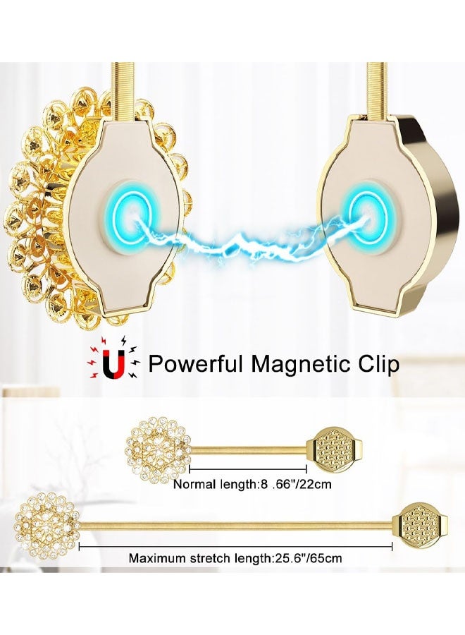 4 Pack Magnetic Crystal Decorative Drapes Curtain Clips Buckle, Flower Curtain Tie Back, European And American Style - Image 2