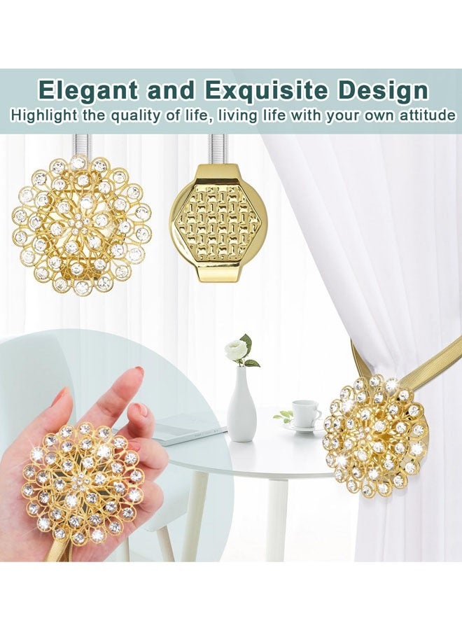 4 Pack Magnetic Crystal Decorative Drapes Curtain Clips Buckle, Flower Curtain Tie Back, European And American Style - Image 5