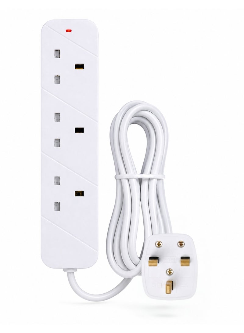 3 Meter Durable Power Extension Board with 3 UK Sockets, Sturdy Design and LED Power Indicator, Ideal for Home, Office & Everyday Electrical Use