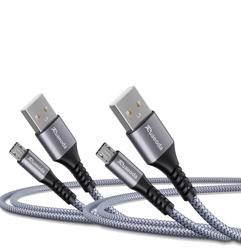Ruaeoda Micro USB Cable Android Charger 6ft 2PACK Compatible with PS4 Charger Cord - High Speed 2.0 USB A Male to Micro USB Nylon Braided Cable for Android Phone - Image 1